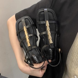 Giày Sandal Trệt JUDY 3 Dây Ngang Chữ T Mạ Ánh Kim Đế Su Siêu Mềm QCCC