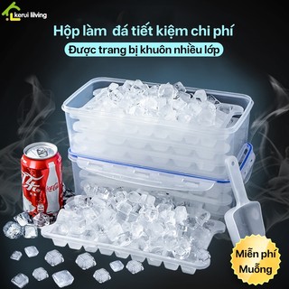 Bộ khay làm nước đá DION, khay đá có nắp, bộ khay đá nhiều lớp, khay đá có nắp