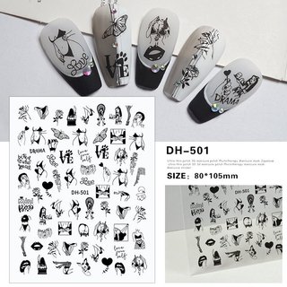 Sticker nail hoạt tiết trang trí móng độc đáo