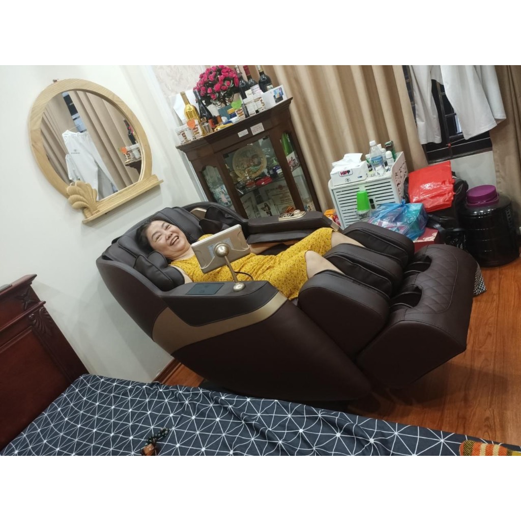 Ghế Massage toàn thân Okinawa OS 469 cao cấp, con lăn di chuyển 4D, 20 bài tập, điều khiển giọng nói