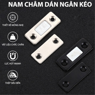 Nam châm gắn cửa lực hút siêu mạnh tự động hít giữ dán chốt tủ quần áo, ngăn kéo, cửa ra vào kèm keo 3M, ốc vít 88464