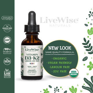 Vitamin d3k2 hữu cơ livewise baby cho bé từ sơ sinh