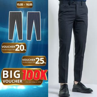 Quần Âu Nam,Quần Tây Nam Polido 2 Màu Họa Tiết Kẻ Caro Chất Co Giãn Slimfit Thời Trang Nam Công Sở Lịch Lãm Thời Trang