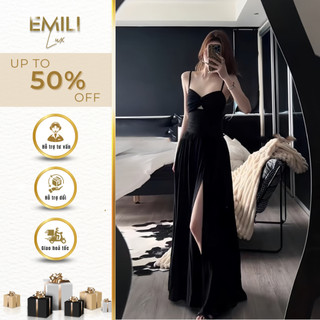 Đầm dự tiệc cúp ngực 2 dây Emili đầm tiệc xẻ tà phong cách kiểu nữ 