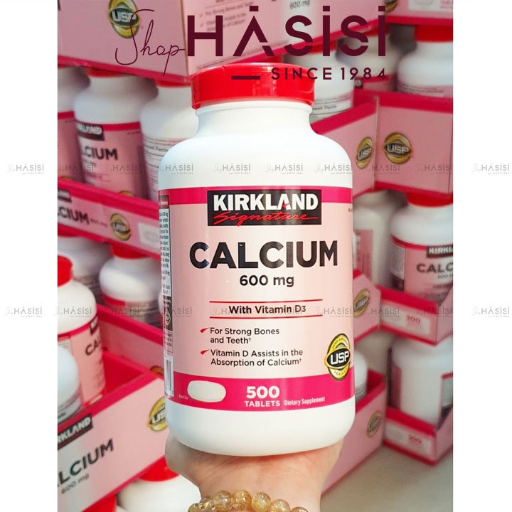 Viên Uống Bổ Sung Canxi KIRKLAND - Calcium 600mg With Vitamin D3 500 Tablets (2 Viên/Ngày)