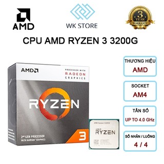 Bộ vi xử lý CPU AMD Ryzen 3 3200G / 3.6GHz Boost 4.0GHz / 4 nhân 4 luồng / 4MB / AM4 - Bảo hành 36 tháng