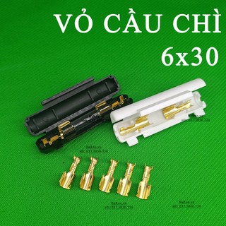 Vỏ cầu chì thủy tinh tự bấm dây theo chiều dài và lõi dây 6x30mm