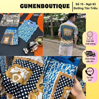 Bộ Quần Áo Nam Vờ Sát In Chữ Mix Logo Hoan Văn Sau Lưng - Bộ Cộc Tay Nam Vờ Sát Phối Logo Cực Hot