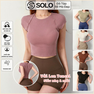 Áo Thun YOGA Croptop Vải Len Tencel Tập Gym Yoga Nữ Co Giãn Thoải Mái Mát Nhẹ Solo Sportswear 2602