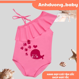 Đồ Bơi Bé Gái Bộ Bơi Trẻ Em Bikini Một mảnh thiết kế bèo ngực chéo, dây buộc vai