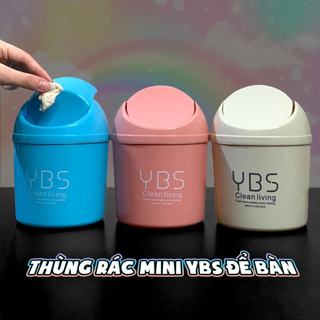 Thùng rác mini để bàn ybs văn phòng thùng rác nhỏ có nắp đậy 3 màu bằng nhựa tiện lợi