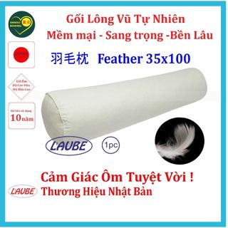 Ruột gối ôm lông vũ feather hiệu laube size 35x100cm hàng chính hãng Nhật Bản
