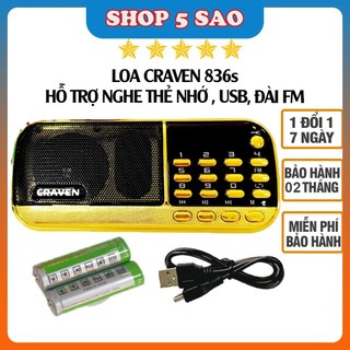 Máy Nghe Pháp, Đài Niệm Phật, Loa Nghe Nhạc Cho Người Lớn Tuổi, Loa Craven Cr-836s 2P Nghe Thẻ Nhớ/USB/FM