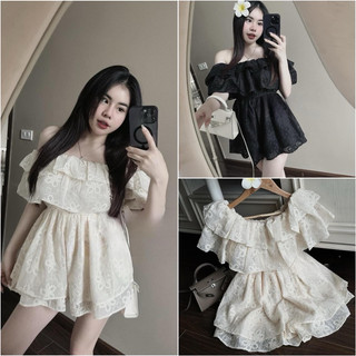 Váy trễ vai thêu hoa l1