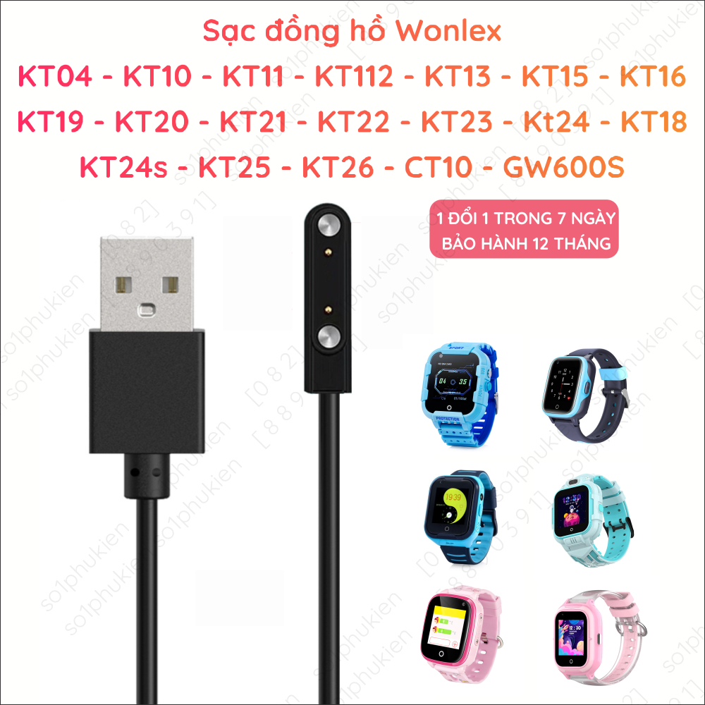 Dây sạc nam châm đồng hồ Wonlex KT12 KT11 KT10 KT18 KT13 KT22 KT15 KT16 KT20 KT23 CT10 KT24s KT04 KT