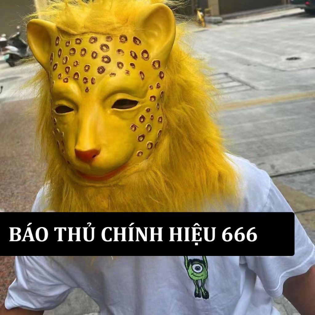 Mặt nạ đầu cá màu xanh lá hóa trang người nhện, đầu ếch xanh, đầu ngựa, đầu chó, hoá trang halloween