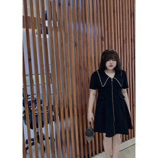 Đầm dây kéo viền cổ đính hạt bigsize thơ lê