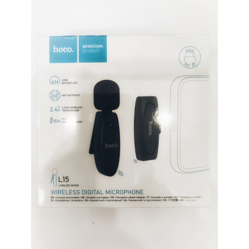 Hoco L15 Mic Livestream không dây dùng cho điện thoại iphone với sóng 2.4GHz pin 70mAh cho thời gian