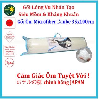 Ruột gối ôm khách sạn microfiber hiệu laube size 35x100cm hàng chính hãng Nhật Bản