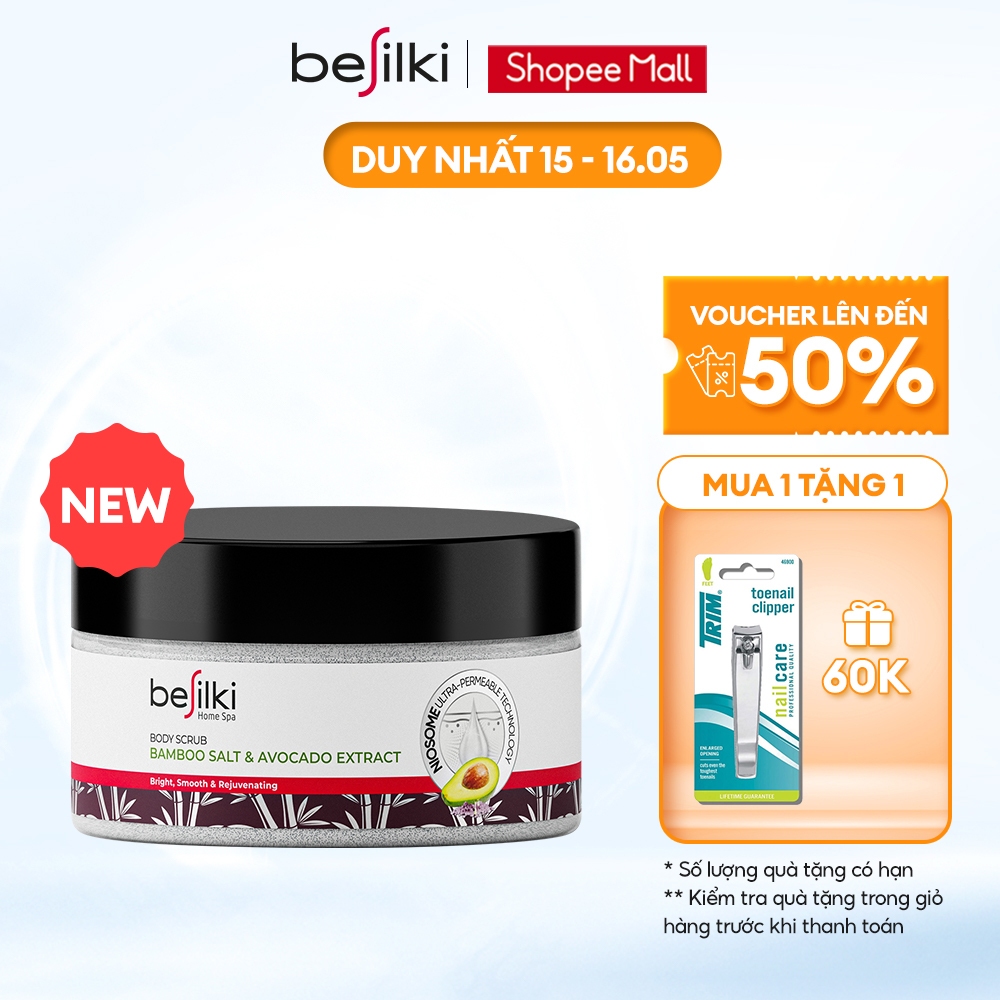 Tẩy Tế Bào Chết Body Besilki Từ Muối Tre & Chiết Xuất Bơ Dưỡng Da Sáng Mịn X10 Lần Và Trẻ Hóa Da