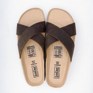 DK03 - Dép Birken Đế Trấu BIOLINE Official Thiết Kế Unisex Quai Chữ X Da Bò Thật Lót Chống Nước