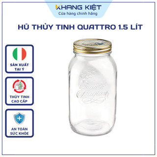 Hũ Thủy Tinh Bormioli Rocco Quattro 1.5 Lít - Nắp Vặn Chống Tràn
