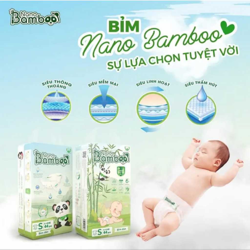 [Chính hãng] Tã Bỉm quần Nano Bamboo size XL (12-17kg) (44 miếng)