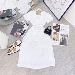 Thanh lý ĐẦM MIDI TRẮNG CUTOUT LƯNG