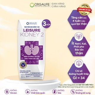Soup uống Leisure Kidney 2 dinh dưỡng người bệnh thận giàu protein, cao năng lượng, dễ hấp thu 3 hộp (250ml/hộp)
