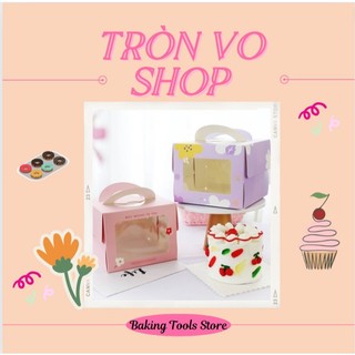 🍇🍇hộp bánh kem mini - hoa vàng nền tím 🍇🍇hộp bánh kem mini - hồng - kích thước : 1612.3cm