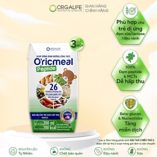 Soup uống dinh dưỡng dễ hấp thu, tăng miễn dịch cho trẻ dị ứng sữa, lactose, đậu nành Oricmeal peptide 3 hộp (200ml/hộp)