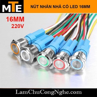 Nút nhấn nhả 16mm không giữ trạng thái, nút Reset có led chống nước 220V