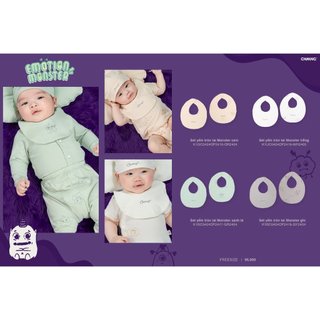 Chaang Set 2 chiếc yếm tròn dành cho bé sơ sinh Monster SS2024D06