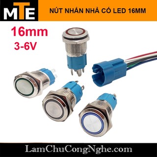Nút nhấn nhả 16mm không giữ trạng thái, nút Reset có led chống nước 3-6V