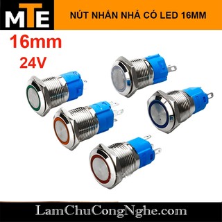 Nút nhấn nhả 16mm không giữ trạng thái, nút Reset có led chống nước 24V