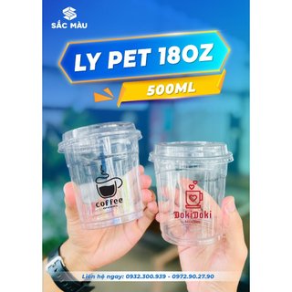 HOT 50 cốc/ ly nhựa PET 18oz kèm nắp đựng thức uống đá xay, trà sữa, sinh tố