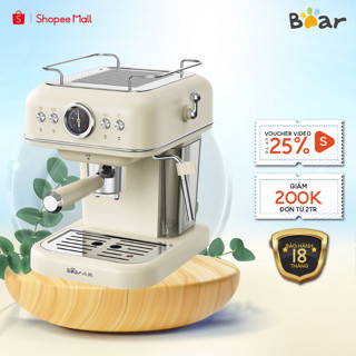 Máy pha cà phê espresso gia đình tự động Bear KFJ-E12R5, Áp suất 20 Bar, 950W, Thiết kế đồng hồ đo nhiệt độ, BH 18 Tháng