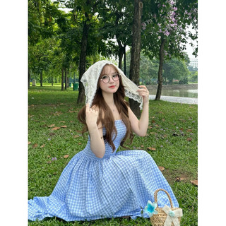 Đầm cúp bo chun caro mùa hè váy maxi dài
