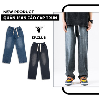 Quần jean nam ống suông chun cào sước   ZONEF CLUB, bò nam ống rộng 2023 [JC]