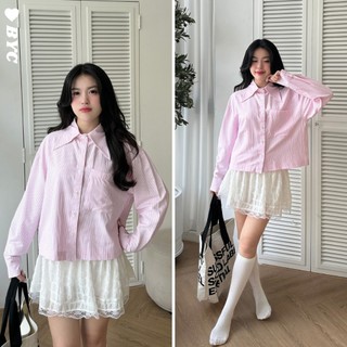Áo Sơ Mi Kẻ Sọc Striped Shirt Cổ Nhọn Dáng Lửng Phong Cách Hàn Quốc 2024 𝑩𝒚𝒄𝒂𝒎𝒄𝒂𝒎