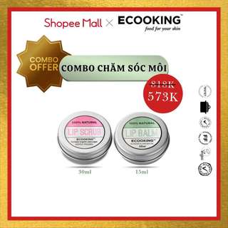 Combo chăm sóc dưỡng môi và tẩy tế bào chết môi Lip Balm Mint & Lip Scrub Ecooking