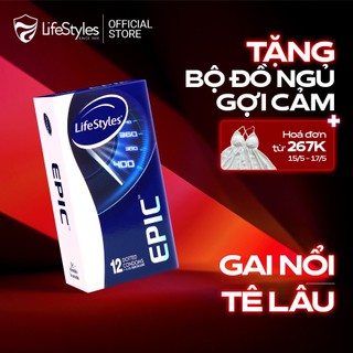 Bao cao su có gai và kéo dài thời gian LifeStyles Epic - Hộp 12 bao