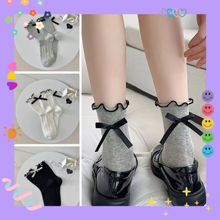 Vớ tất cổ cao viền đen cột nơ sau 🧸 tiểu thư