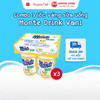  COMBO 3 lốc Váng sữa uống Zott Monte Drink Vani nhập Đức (lốc - 95ml x 4 chai)