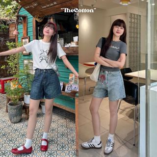 Quần short jeans ống rộng 2 màu TheCotton Quần bò lửng vải mềm