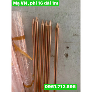 Cọc tiếp địa ,kim thu lôi mạ đồng phi 16 ,dài 1m