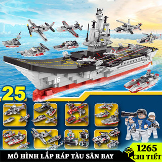 Mô hình lắp ráp Tàu Sân Bay 1265 Chi Tiết mô phỏng Tàu Sân Bay Liêu Ninh kèm Máy Bay, Tàu Chiến và lính hải quân