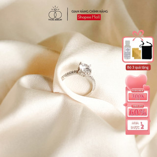Nhẫn bạc 925 Tyche Diamond nữ đính đá đơn giản cá tính trang sức bạc Ý cao cấp ổ cao TYCHE JEWELRY