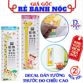 Thước đo chiều cao dán tường - decal dán tường đo chiều cao và đo thị lực cho bé mẫu dễ thương
