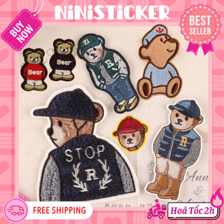  Iron Patch Miếng Ủi Thêu Quần Áo Sticker Vá Đồ Rách Gấu M.O.S.C.H.I.N.O Gentleman Bear TTWN Ninisticker 